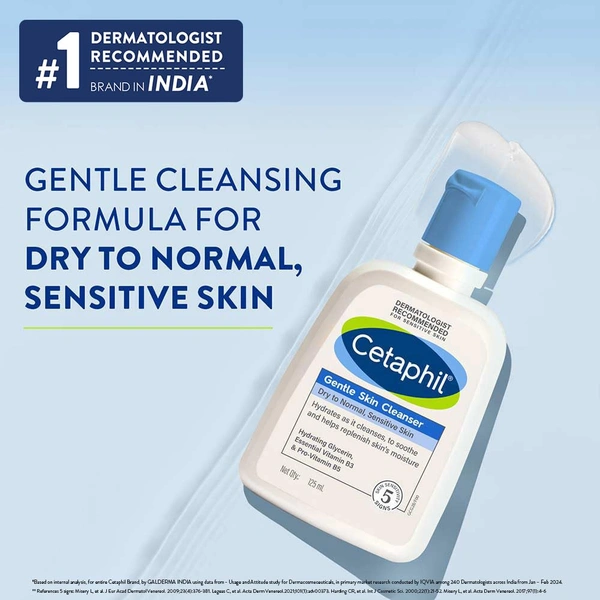 Cetaphil Face Wash Gentle Skin Cleanser for Dry to Normal, Sensitive Skin, 125 ml
