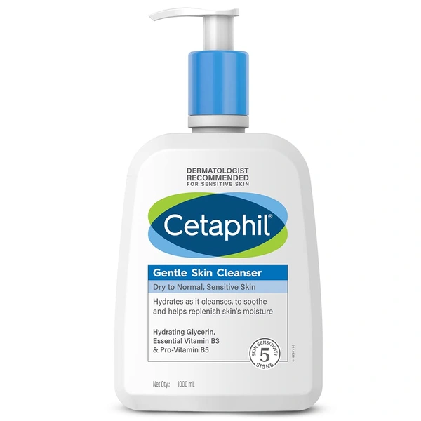 Cetaphil Gentle Skin Cleanser for Dry, Normal Sensitive Skin 1000ml With Niacinamide Hydrating Face Wash | (Note:By Including Additional Weight charge of Product is 49/-)
