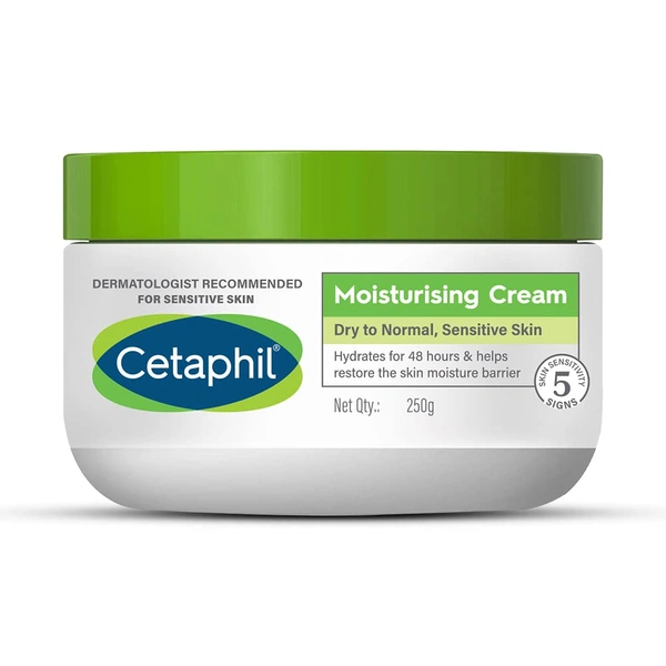 Cetaphil Moisturizing Cream, Dry to Normal, Sensitive Skin, 250 g | Non-greasy, fast-absorbing formula