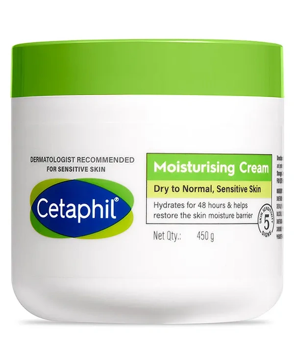 Cetaphil Moisturizing Cream, Dry to Normal, Sensitive Skin, 450 g | Non-greasy, fast-absorbing formula