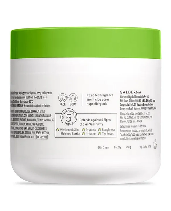 Cetaphil Moisturizing Cream, Dry to Normal, Sensitive Skin, 450 g | Non-greasy, fast-absorbing formula