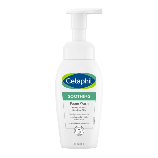 Cetaphil Soothing Foam Face Wash 200ml Foaming Cleanser for Dry to Normal ,Sensitive Skin | With Triple Ceramides | Paraben, Sulphate & Allergen Free