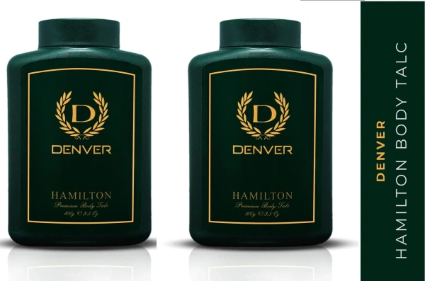 Denver Hamilton Premium Body Talc - 100g Pack of 2 | Scented Talcum Powder for Men | Long-Lasting Freshness & Masculine Fragrance