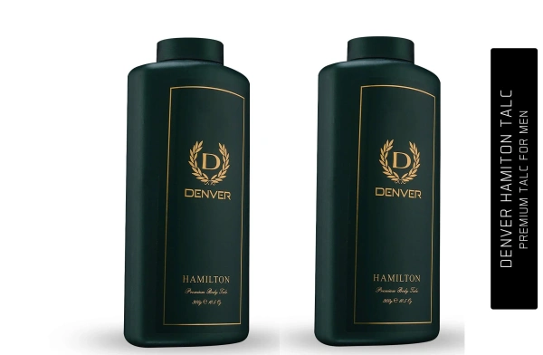 Denver Hamilton Premium Body Talc - 300g Pack of 2 | Scented Talcum Powder for Men | Long-Lasting Freshness & Masculine Fragrance