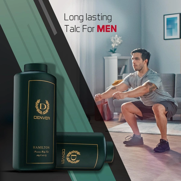 Denver Hamilton Premium Body Talc - 300g Pack of 2 | Scented Talcum Powder for Men | Long-Lasting Freshness & Masculine Fragrance