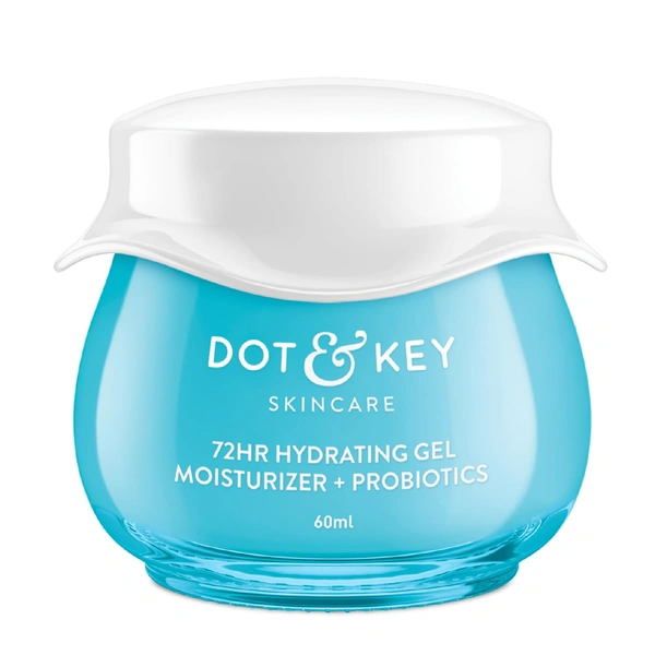 Dot & Key 72Hr Hydrating Gel Moisturizer + Probiotics with Hyaluronic Acid | Long-Lasting | Lightweight Gel Oil Free Moisturizer | Refreshing Hydration & Skin Balance | For All Skin Types | 60ml