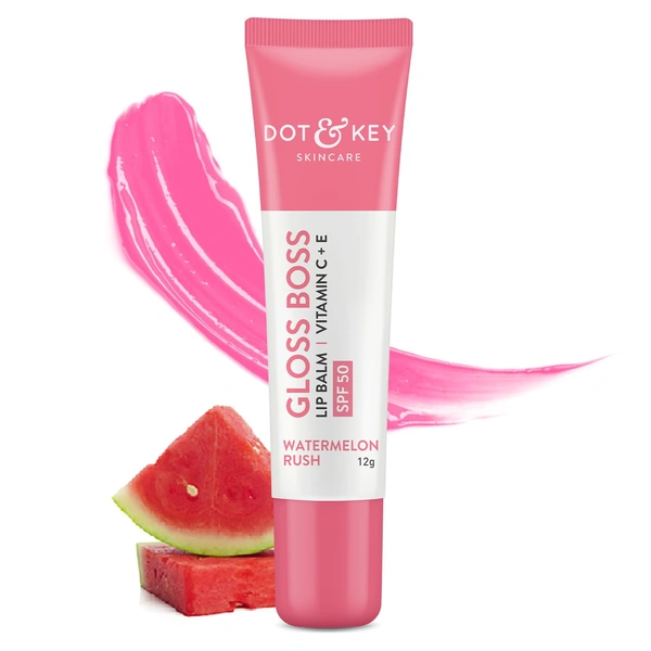 Dot & Key DOT & KEY Gloss Boss Watermelon Balm� 12g | With SPF 30 | Vitamin C + E Enriched | Soften for Dry, Chapped Lips | Glowing Pink Lips | Lightweight & Non Sticky | Long-Lasting Lip Hydration
