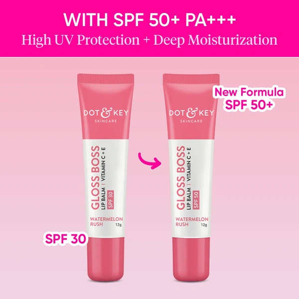 Dot & Key DOT & KEY Gloss Boss Watermelon Balm� 12g | With SPF 30 | Vitamin C + E Enriched | Soften for Dry, Chapped Lips | Glowing Pink Lips | Lightweight & Non Sticky | Long-Lasting Lip Hydration
