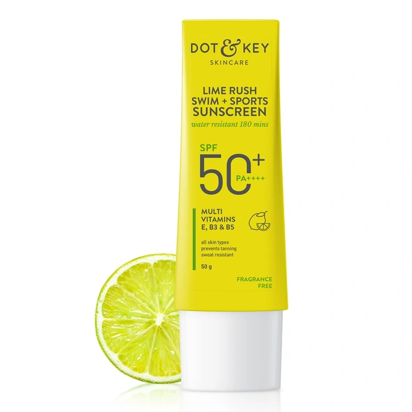 Dot & Key Lime Rush Swim + Sports Sunscreen SPF 50 PA++++ 50g| Water-Resistant 180 Mins | Sweatproof, Lightweight & Non-Greasy | Broad-Spectrum Protection