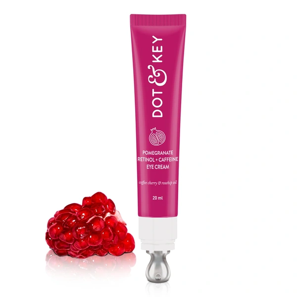 Dot & Key Pomegranate Retinol + Caffeine Eye Cream, 20ml | Reduces Dark Circles, Puffiness & Fine Lines | Hydrating & Brightening | For Youthful, Radiant Eyes
