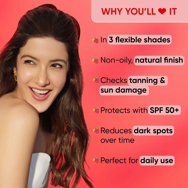 Dot & Key Sand Strawberry Dew Tinted Sunscreen SPF 50+ PA++++ 50ml | Hydrating, Lightweight & Non-Greasy | Evens Skin Tone & Protects from UV Damage