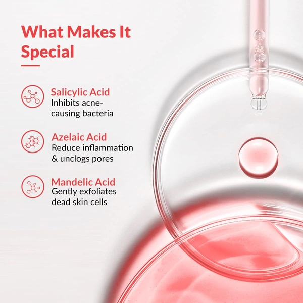 Fixderma 2% Salicylic Acid Serum 30 gm | With 5% Azelaic Acid & 4% Mandelic Acid | Acne Defence Serum | Clears Acne, Spots & BlackheadsFace Serum for Men & Women