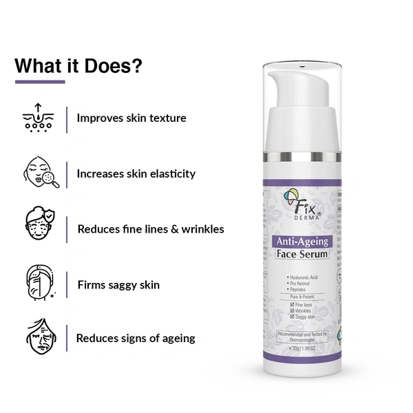 Fixderma Hyaluronic Acid Serum 30g with Pro Retinol | Anti Ageing Face Serum for Fine Lines & Wrinkles | Deep HydrationFirming | Suitable for All Skin Types