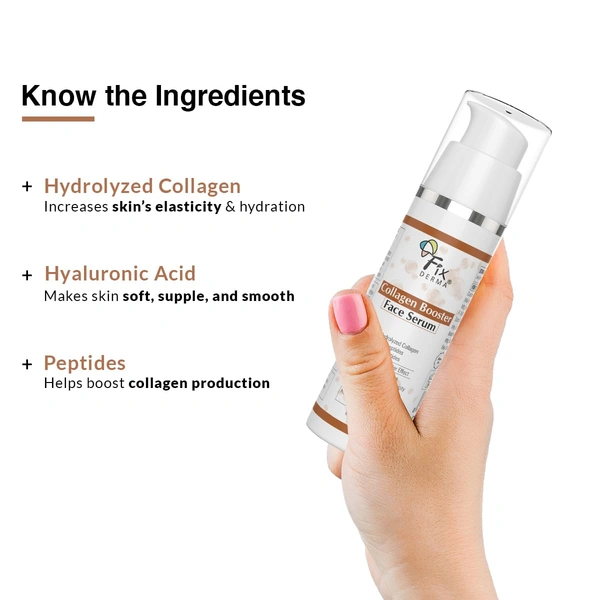 Fixderma Hydrolyzed Collagen Booster Face Serum 30g | Reduces Fine Lines & Wrinkles | Improves Firmness, Elasticity & Smoothness | Collagen Serum for Men & Women | All Skin Types