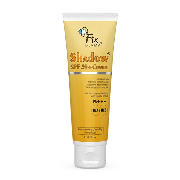 Fixderma Shadow SPF 50+ Cream PA+++ | Hydrating Sun Protection for Dry Skin | for Smooth, Radiant Skin | Broad-Spectrum Sun Defense | Non-Greasy, Moisturizing Sunscreen | Sunscreen For UVA & UVB Protection | Water Resistant-75gm
