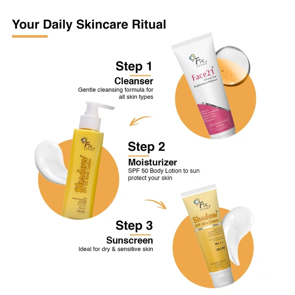 Fixderma Shadow SPF 50+ Cream PA+++ | Hydrating Sun Protection for Dry Skin | for Smooth, Radiant Skin | Broad-Spectrum Sun Defense | Non-Greasy, Moisturizing Sunscreen | Sunscreen For UVA & UVB Protection | Water Resistant-75gm