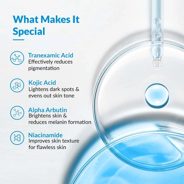 Fixderma Skarfix-TX Face Serum 30ml with 4% Kojic Acid, 4% Niacinamide, 3% Tranexamic Acid & 2% Alpha Arbutin | Brightening & Pigmentation Control Serum for Dark Spots, Melasma & Acne Marks