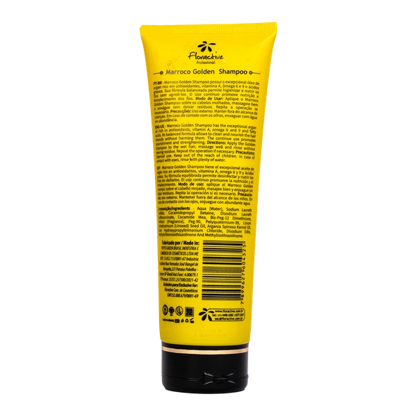 Floractive Professional Morocco Golden Shampoo, 250ml | Hydrating, Nourishing Shampoo | Moroccan Argan Oil for Frizz Control | Softness, Shine & Healthy Hair