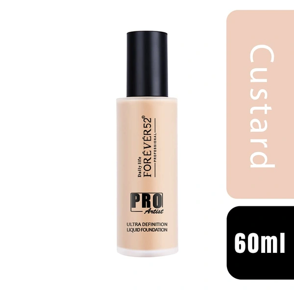 Forever52 Forever 52 Daily Life Pro Artist Ultra Definition Liquid Foundation , 60ml | Full Coverage, Lightweight | Long lasting | Matte & Poreless | Smooth Finish | Custard-02