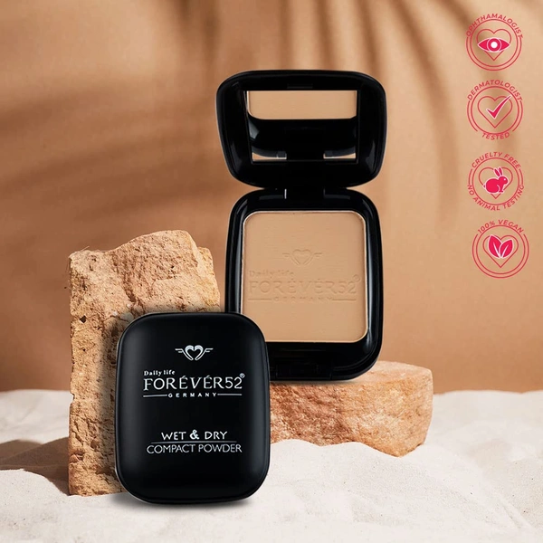 Forever52 Forever 52 Daily Life Wet & Dry Compact Powder | Dual Coverage | Matte Finish | Lightweight | Long Lasting | 2 in 1 Foundation & Setting Powder | (Honey-004, 12g)