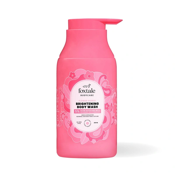 Foxtale Brightening Body Wash - 250ml | with Glycolic Acid & Niacinamide | 6+ Hours Odour control | Exfoliates, Brightens Skin Tone | Removes Tan | Soft & Smooth Skin | for All Skin Types