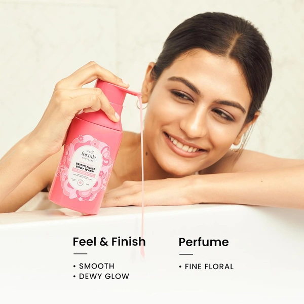 Foxtale Brightening Body Wash - 250ml | with Glycolic Acid & Niacinamide | 6+ Hours Odour control | Exfoliates, Brightens Skin Tone | Removes Tan | Soft & Smooth Skin | for All Skin Types