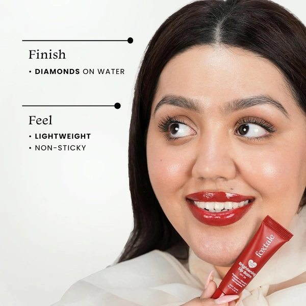 Foxtale Brightening SPF30 Lip Balm - 12g | with Peptides, Vitamin C & Hyaluronic Acid | Reduces Pigmentation | Brightens Lips | Prevents Chapped Lips |Protects with SPF 30 | Smooth & Soft Lips | Shade - Ruby Glaze