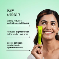 Foxtale Brightening Under Eye Cream - 20ml | with Vitamin-C, Caffeine & Hyaluronic Acid | Reduces Dark Circles, Puffiness & Fine Lines | Hydrates & Nourishes | Youthful Eye Area | for All Skin Types