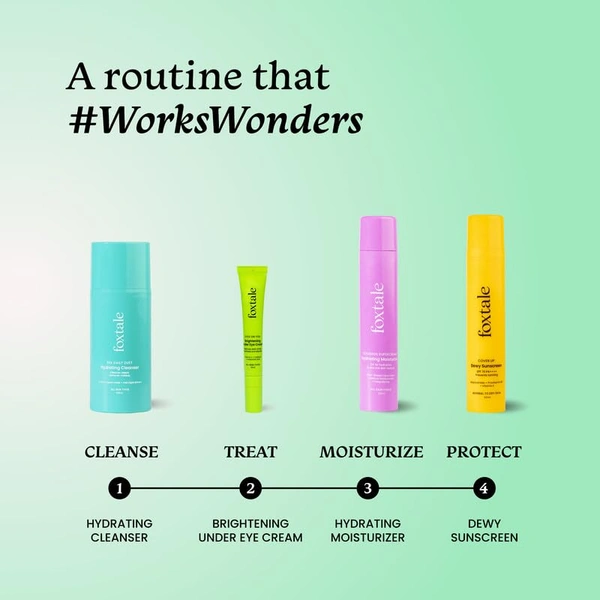 Foxtale Brightening Under Eye Cream - 20ml | with Vitamin-C, Caffeine & Hyaluronic Acid | Reduces Dark Circles, Puffiness & Fine Lines | Hydrates & Nourishes | Youthful Eye Area | for All Skin Types