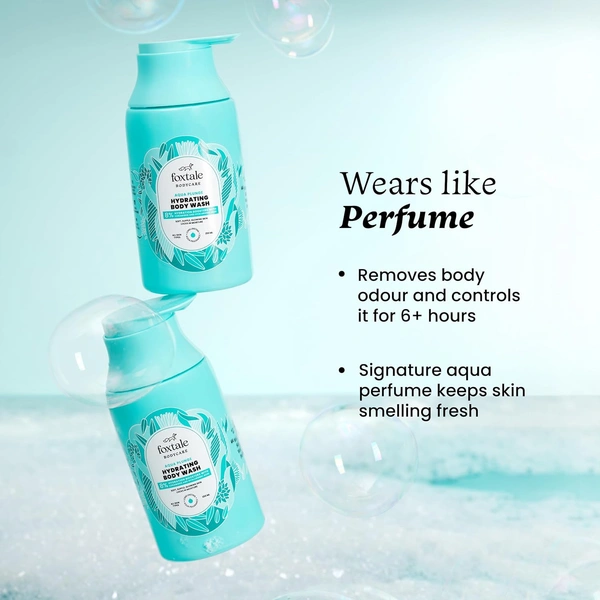 Foxtale Hydrating Body Wash - 250ml | with Hyaluronic Acid & Ceramides | Strengthens Skin Barrier | Improves Hydration | 24-hour Moisturization | 6+ hours Odour Control | Soft , Supple & Glowing Skin | for All Skin Types