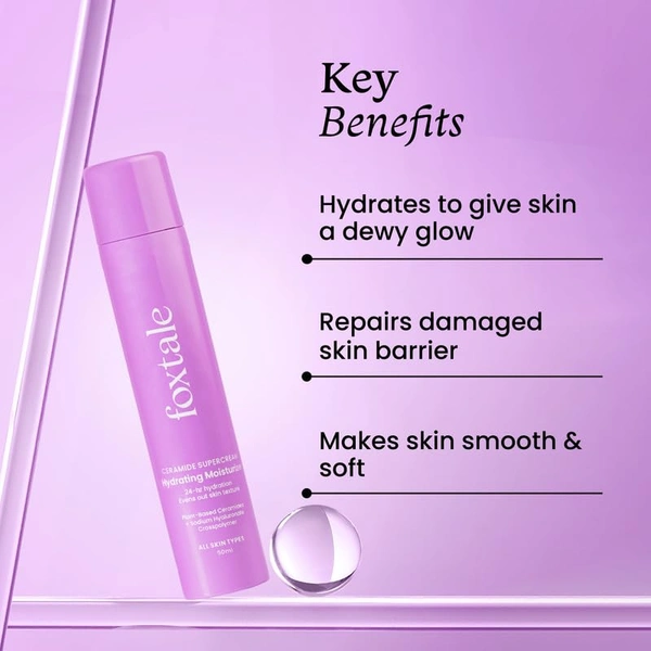 Foxtale Hydrating Moisturizer -50ml | Enriched with Ceramides & Hyaluronic Acid | Repairs Skin Barrier & Texture | 24-hr Hydrating | Makes Skin Smooth & Soft | Lightweight | for All Skin Types