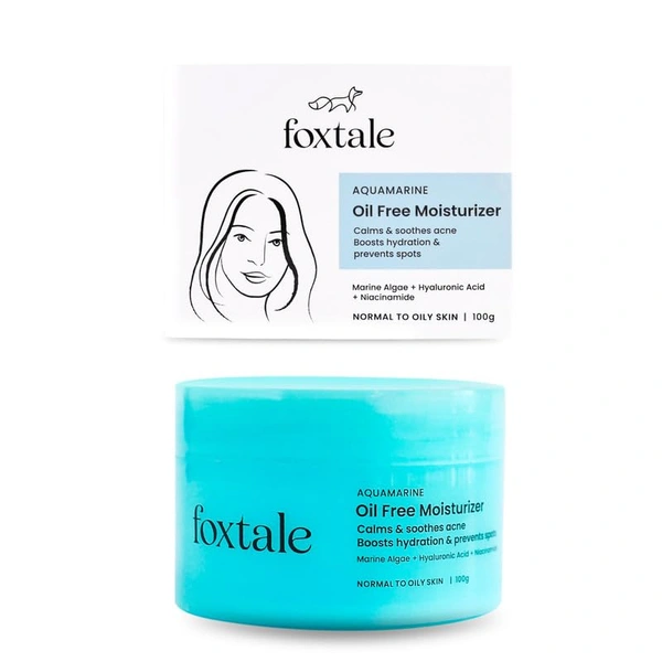 Foxtale Oil-Free Moisturizer for Face - 100g | Hyaluronic Acid, Niacinamide, Marine Algae | Boosts Hydration & Prevent Spots | Calm & Soothes Acne | Non-Greasy | Acne-Prone | Normal to Oily Skin