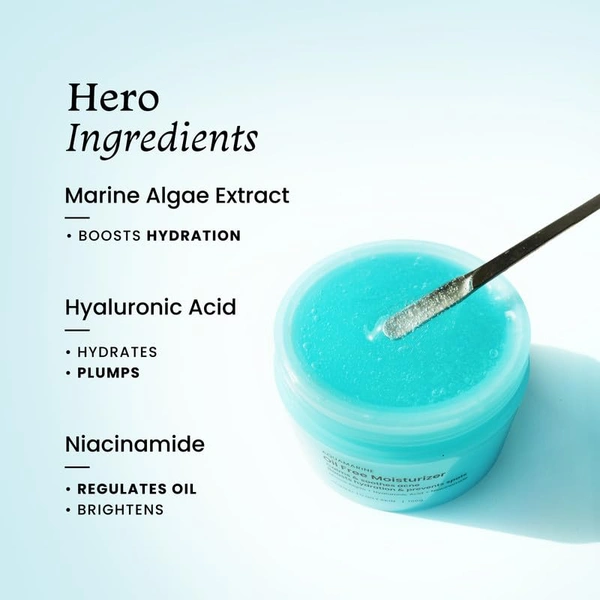 Foxtale Oil-Free Moisturizer for Face - 100g | Hyaluronic Acid, Niacinamide, Marine Algae | Boosts Hydration & Prevent Spots | Calm & Soothes Acne | Non-Greasy | Acne-Prone | Normal to Oily Skin