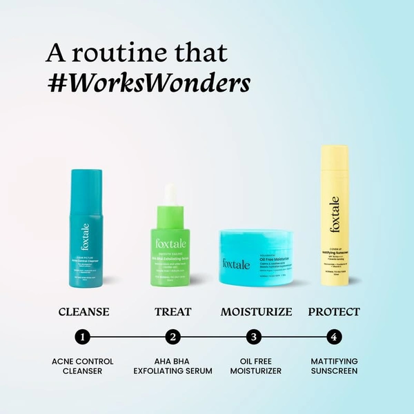 Foxtale Oil-Free Moisturizer for Face - 100g | Hyaluronic Acid, Niacinamide, Marine Algae | Boosts Hydration & Prevent Spots | Calm & Soothes Acne | Non-Greasy | Acne-Prone | Normal to Oily Skin