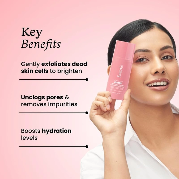 Foxtale Purify & Glow Cleanser + Mask - 100ml | Deep Cleansing | Remove Dirt & Oils | Exfoliating Glow Facial | Exfoliating Glow Facial | Blackhead Reducing | Hydrating | Normal to Oily Skin