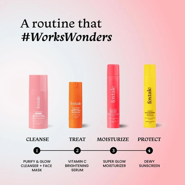 Foxtale Purify & Glow Cleanser + Mask - 100ml | Deep Cleansing | Remove Dirt & Oils | Exfoliating Glow Facial | Exfoliating Glow Facial | Blackhead Reducing | Hydrating | Normal to Oily Skin