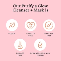 Foxtale Purify & Glow Cleanser + Mask - 100ml | Deep Cleansing | Remove Dirt & Oils | Exfoliating Glow Facial | Exfoliating Glow Facial | Blackhead Reducing | Hydrating | Normal to Oily Skin