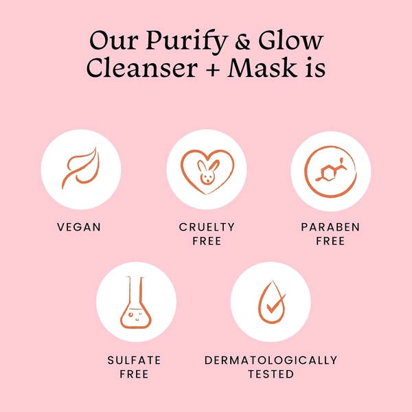 Foxtale Purify & Glow Cleanser + Mask - 100ml | Deep Cleansing | Remove Dirt & Oils | Exfoliating Glow Facial | Exfoliating Glow Facial | Blackhead Reducing | Hydrating | Normal to Oily Skin