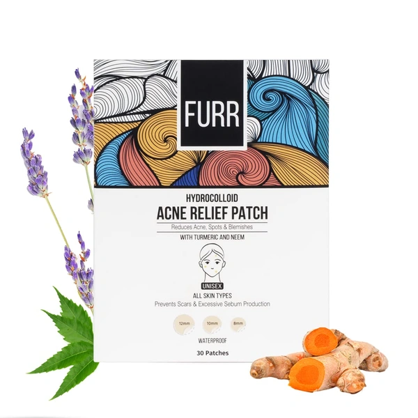 Furr Acne Relief Patches 30pcs - Quick & Effective Acne Solution with Hydrocolloid| Spot Treatment for Pimples & Blemishes | Invisible, Non-Irritating, Waterproof & Skin-Friendly Patches| Reduces Acne, Spots & Blemishes