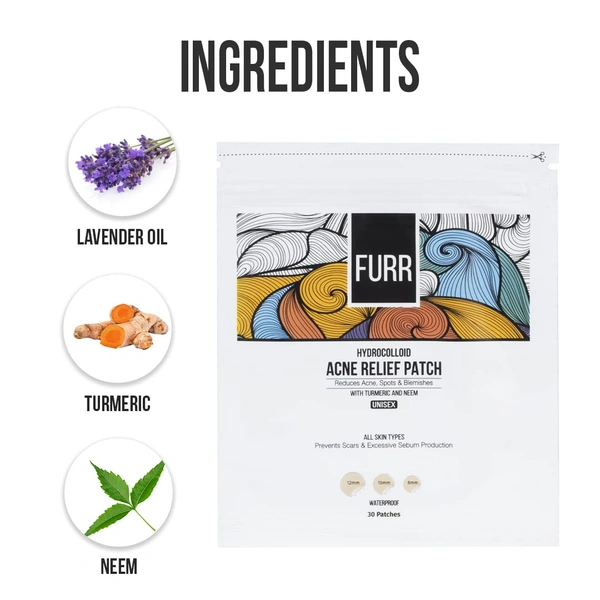 Furr Acne Relief Patches 30pcs - Quick & Effective Acne Solution with Hydrocolloid| Spot Treatment for Pimples & Blemishes | Invisible, Non-Irritating, Waterproof & Skin-Friendly Patches| Reduces Acne, Spots & Blemishes