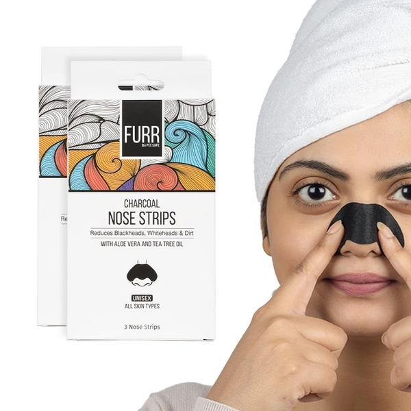 Furr by pee safe FURR by Pee Safe Blackhead Remover Bamboo Charcoal Nose Strips - Pack of 6 | With Aloe Vera & Tea Tree Oil | Deep Cleansing Pore Strips for Blackheads, Whiteheads, Dirt & Oil Removal