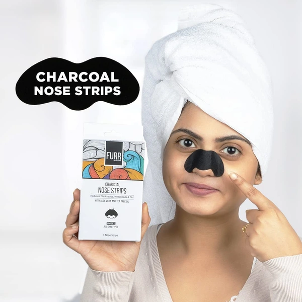 Furr by pee safe FURR by Pee Safe Blackhead Remover Bamboo Charcoal Nose Strips - Pack of 6 | With Aloe Vera & Tea Tree Oil | Deep Cleansing Pore Strips for Blackheads, Whiteheads, Dirt & Oil Removal