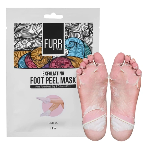 Furr by Pee Safe Peeling & Exfoliating Foot Mask for Unisex use| Glycolic & Salicylic Acid | Reduces Dry Skin & Hard Calluses | Moisturizes & Hydrates Feet | Nourishing Sock-Style Foot Mask
