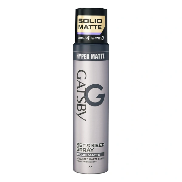 Gatsby GATSBY Set & Keep Hair Spray Solid Matte, 250ml | Strong Hold & Matte Finish | UV Protection & Non-Sticky | Residue-Free & Long-Lasting | Dermatologically Tested, Compact Size