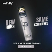 Gatsby GATSBY Set & Keep Hair Spray Solid Matte, 250ml | Strong Hold & Matte Finish | UV Protection & Non-Sticky | Residue-Free & Long-Lasting | Dermatologically Tested, Compact Size
