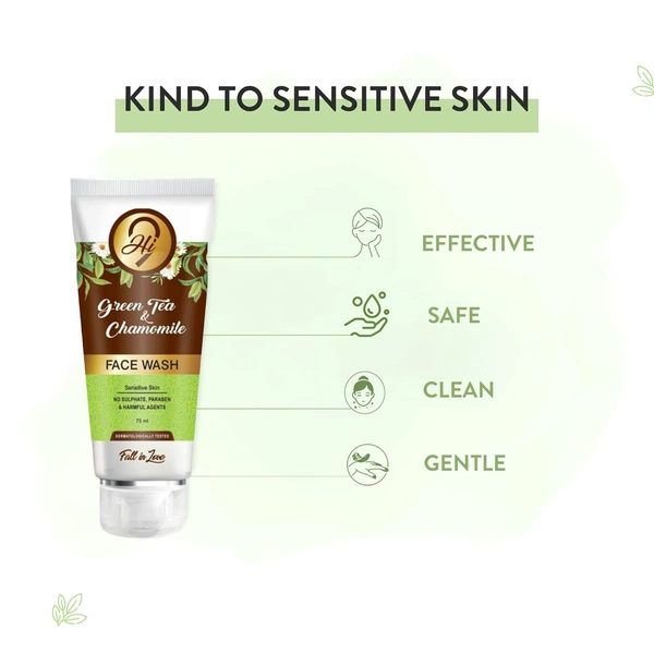 Hi9 Green Tea & Chamomile Face Wash 75ml - Soothe, Refresh & Protect Sensitive Skin