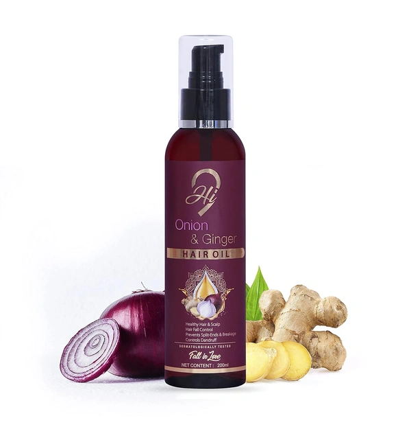 Hi9 Onion & Ginger Hair Oil 200ml | Strengthen & Nourish Hair | Onion & Ginger for Healthy Hair Growth | Repair & Revitalize Hair