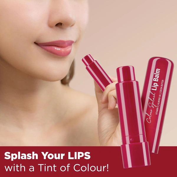 Hilary Rhoda Colour Splash Lip Balm (Strawberry) 3g with SPF-15 | Nourishing Lip Care with Sun Protection| Strawberry Flavor | Vitamin E & Cocoa Butter for Soft Lips.