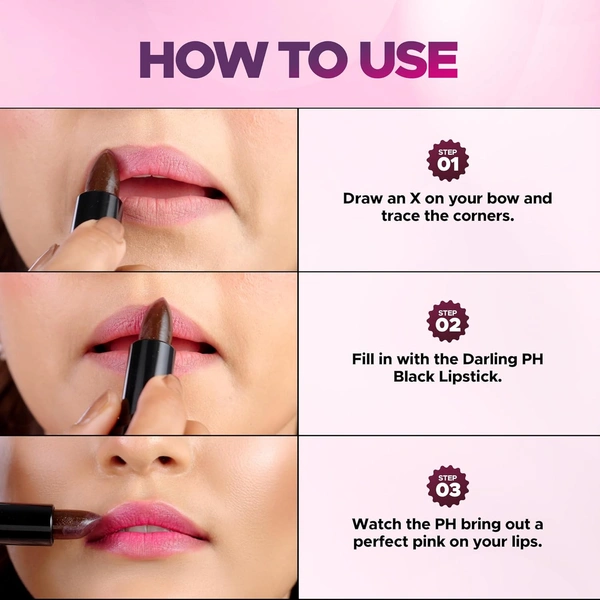 Hilary Rhoda Matte Hilary Rhoda Darling PH Black Lipstick | Long-Lasting, Moisturizing & Smudge-Proof | One-Swipe Magic Color-Changing Lipstick | Semi-Glossy Finish | Lightweight & Highly Pigmented