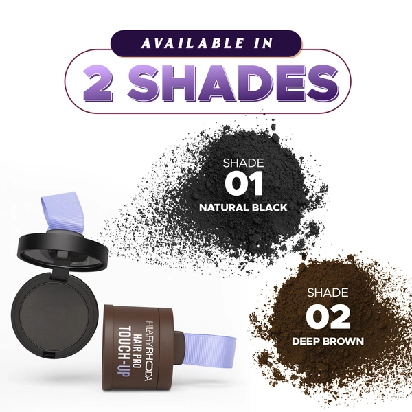 Hilary Rhoda Hair Pro Touch Up Natural Black 3g | Instant Grey Roots & Bald Spot Coverage | Fuller, Denser Look | Matte, Sweat-Proof Finish | Highly Pigmented, Long-Lasting Powder